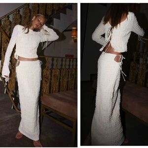 YLLW The Label Nessa Bubble Maxi Skirt - Buttercream NWT